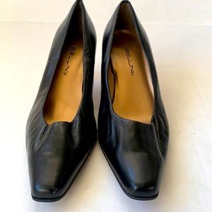Bellini Julia black leather pumps 8.5 square heels size 8 1/2 (vintage?)